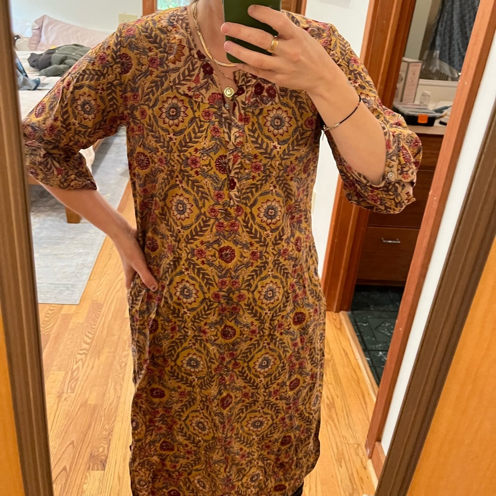 Block print sari from India